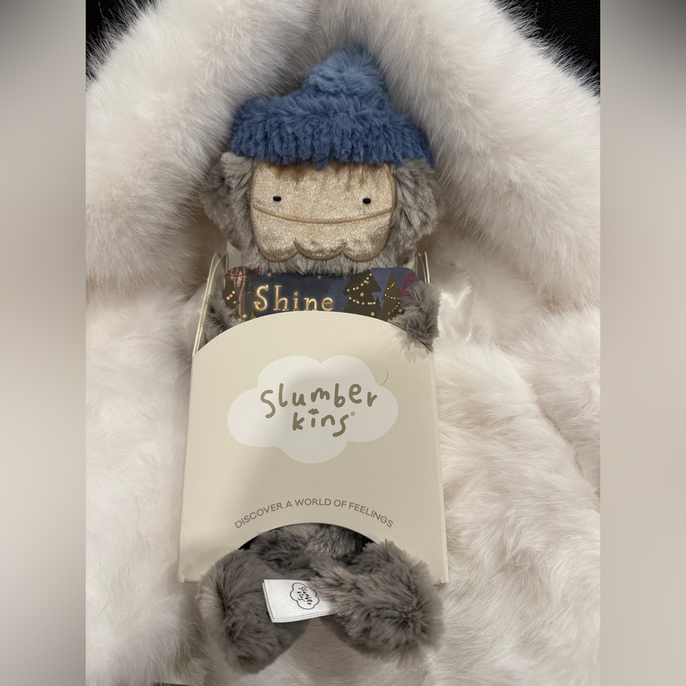 Slumberkins big foot shine bright gray blue hat gloves New